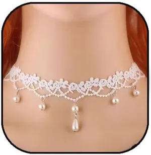 Boho Flower Pearl Lace Choker Necklace Waterdrop Pendant Necklace Choker Vintage Teardrop Clavicle Necklace Dainty Neck Chain for Bridemaids Wedding