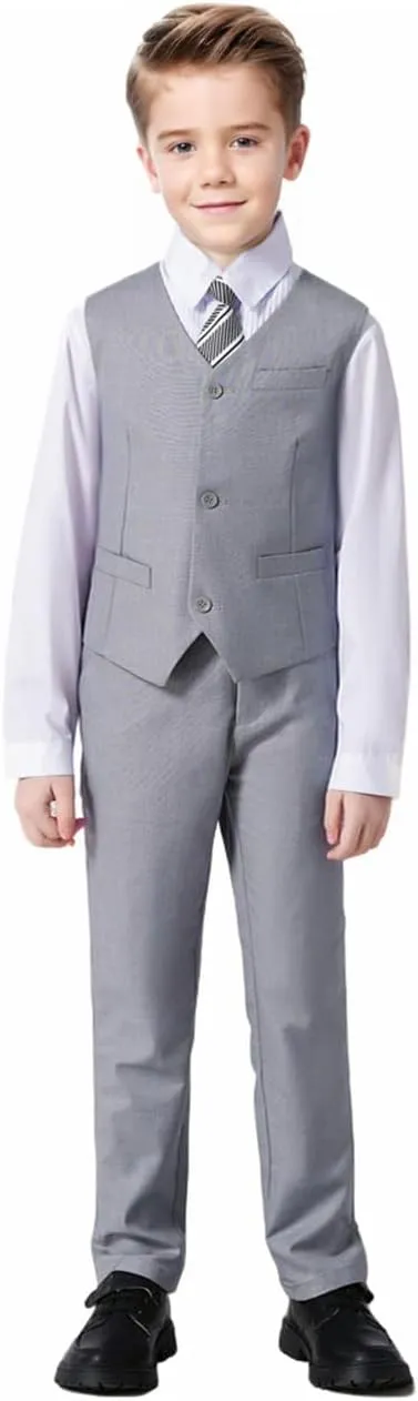Boys Suit, Kids Formal Tuxedos for Boy Vest and Pants Set, Teen Boys Dress Clothes for Wedding