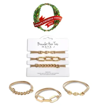 Bracelet Hair Ties With Beige Black Elastic, Looks Cute On Your Wrist And Great In Your Hair from Maya J (Gold, Metal accents) HT33Y
