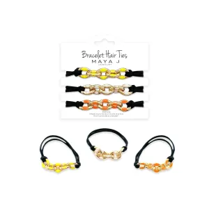 Bracelet Hair Ties With Beige Black Elastic, Looks Cute On Your Wrist And Great In Your Hair from Maya J (Orange)