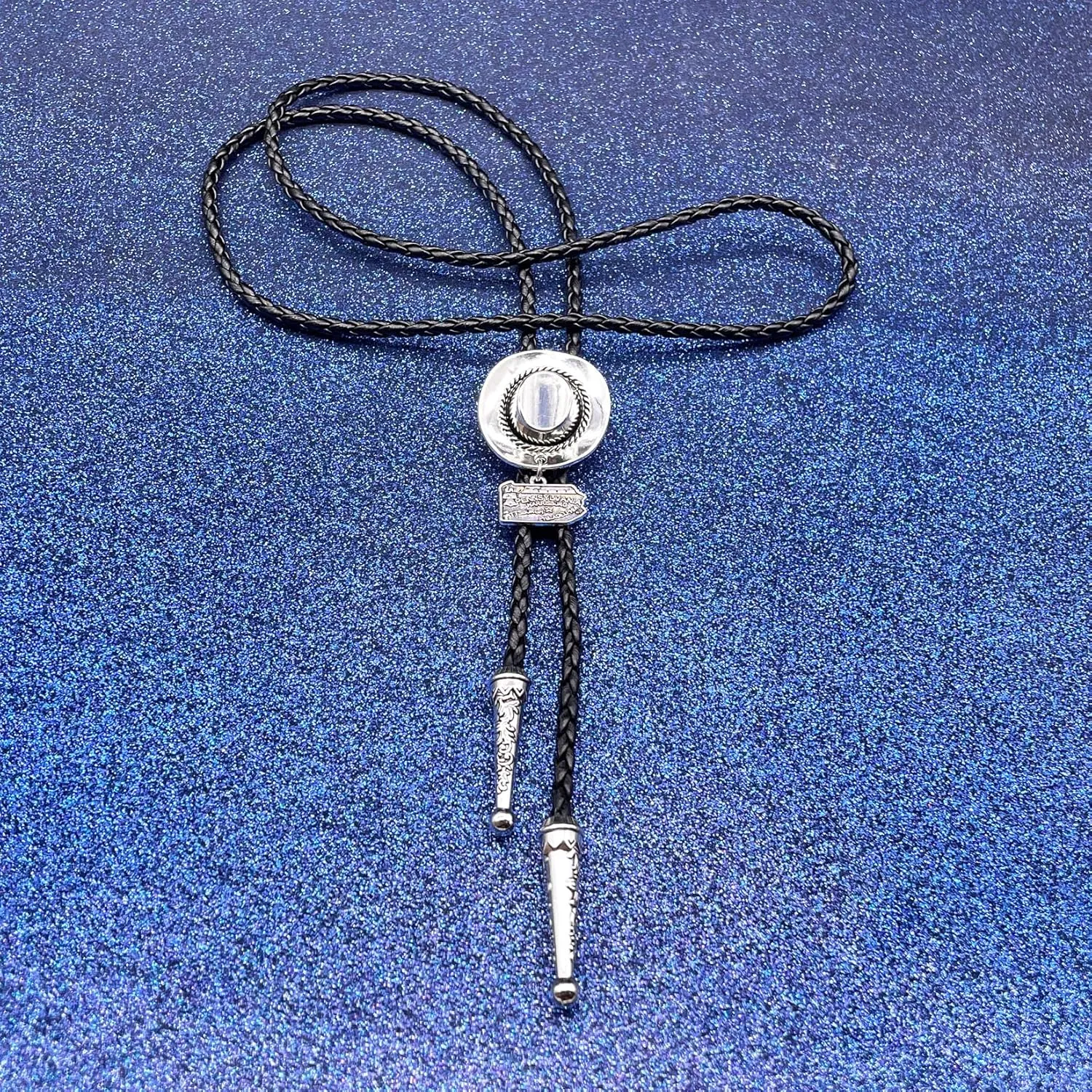BRBAM Western Cowboy Hat Bolo Tie Vintage Style Antique Silver United States Map Bolo Tie Stylish Retro Cowboy Gift
