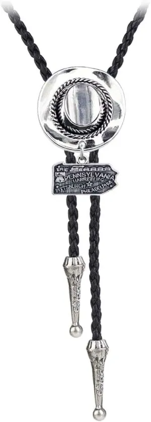 BRBAM Western Cowboy Hat Bolo Tie Vintage Style Antique Silver United States Map Bolo Tie Stylish Retro Cowboy Gift