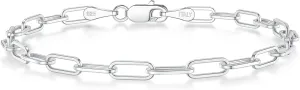 BRIJEWNES Paperclip Chain Bracelet for Women 3mm Womens Silver Chain Bracelet 6.5-9 Inches Durable & Stylish Jewelry Gift for Her