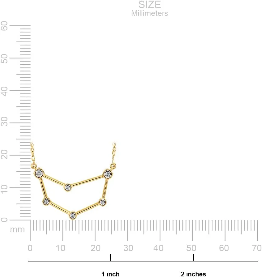 Brilliant Expressions Diamond 18K Gold Plated Over Sterling Silver Constellation Zodiac Pendant Necklaces for Women, Horoscope Zodiac Sign Jewelry, (I-J Color, I3 Clarity), 17 Inch
