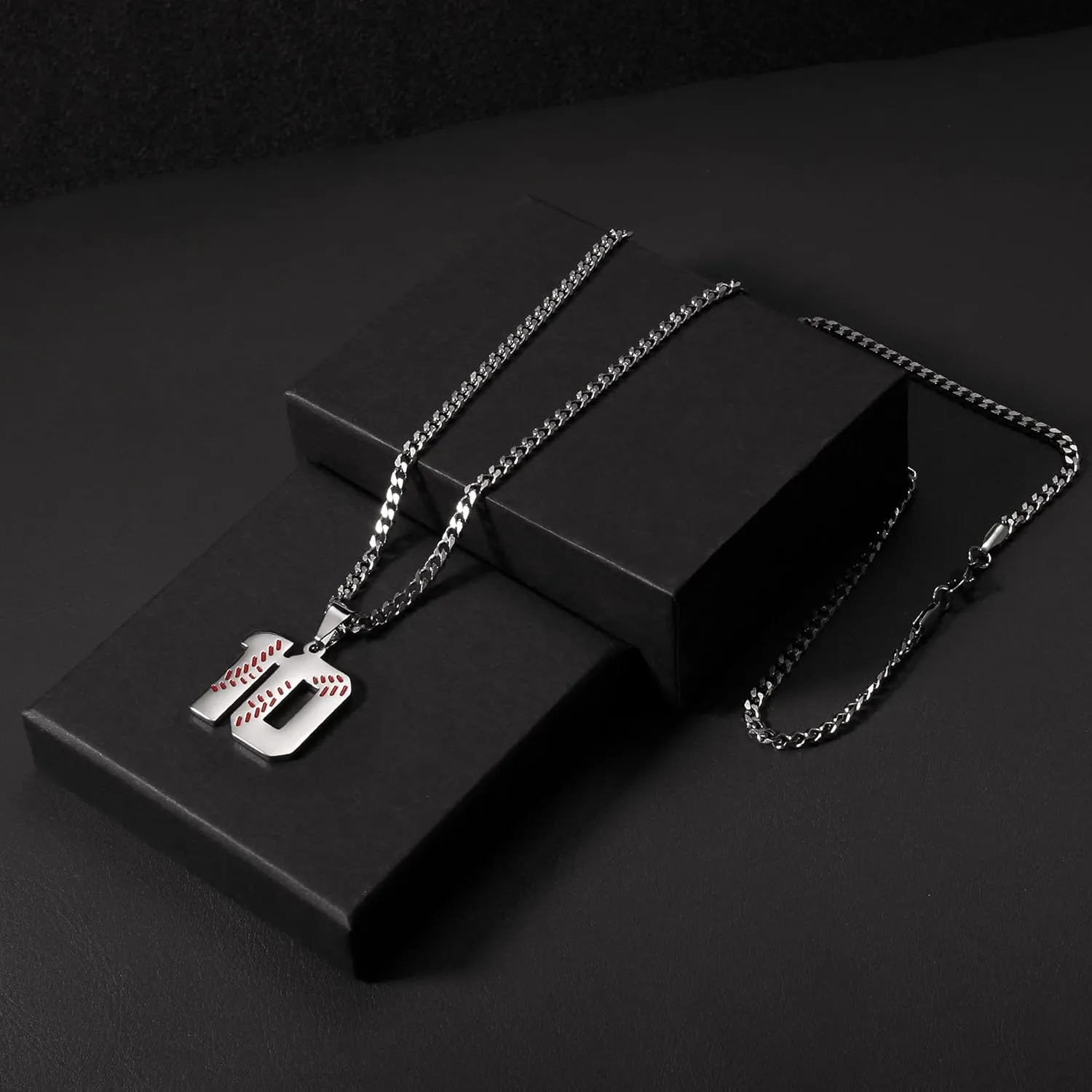 Btysun Baseball Necklaces Baseball Jersey Number 0-99 Charms Pendant Stainless Steel Necklace for Men Baseball Gifts Dad Husband Christmas Gift for Him Mens Jewelry