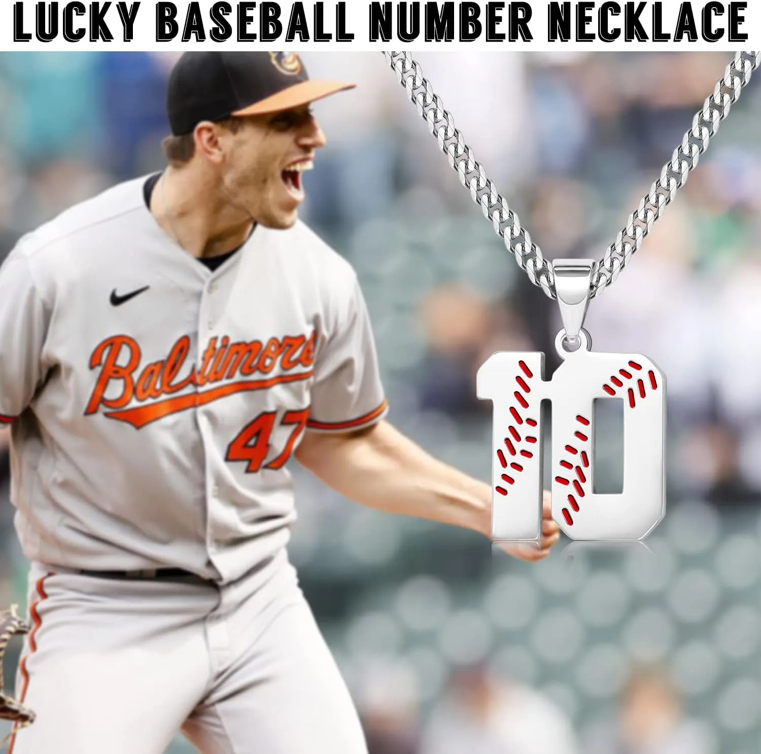 Btysun Baseball Necklaces Baseball Jersey Number 0-99 Charms Pendant Stainless Steel Necklace for Men Baseball Gifts Dad Husband Christmas Gift for Him Mens Jewelry