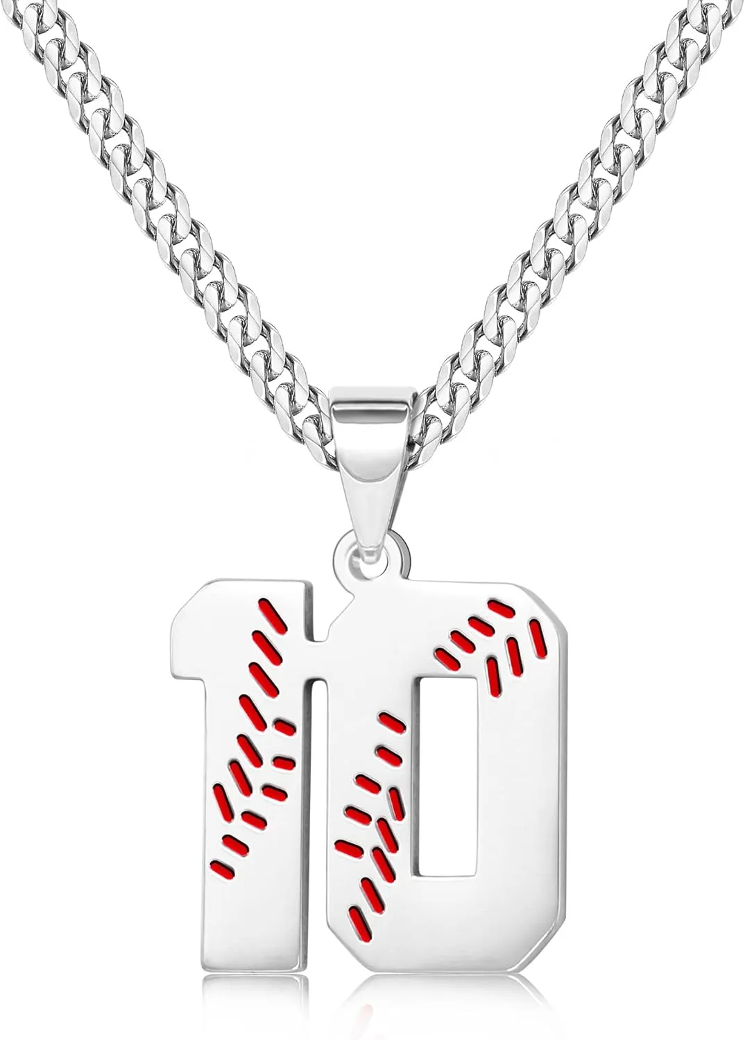 Btysun Baseball Necklaces Baseball Jersey Number 0-99 Charms Pendant Stainless Steel Necklace for Men Baseball Gifts Dad Husband Christmas Gift for Him Mens Jewelry