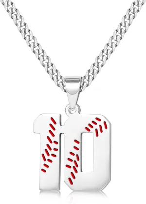 Btysun Baseball Necklaces Baseball Jersey Number 0-99 Charms Pendant Stainless Steel Necklace for Men Baseball Gifts Dad Husband Christmas Gift for Him Mens Jewelry