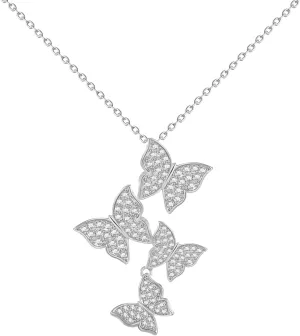 Butterfly Earring Necklace Bracelet Set - 14K Gold Plated Dainty Butterfly Jewelry Set with Cubic Zirconia, Birthday Bar Mitzvah Gifts for Women | Color: Gold/White Gold/Rose Gold