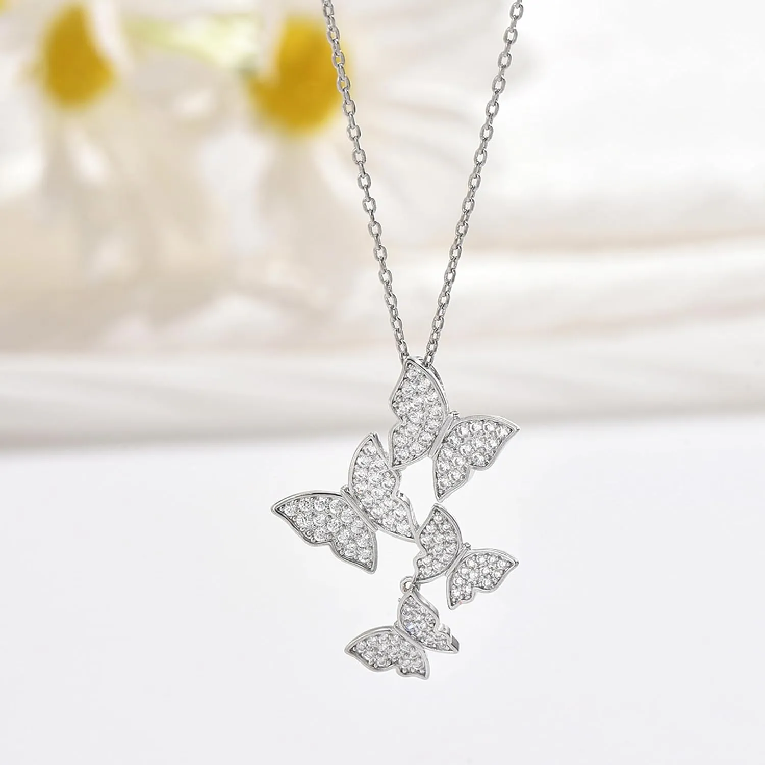 Butterfly Earring Necklace Bracelet Set - 14K Gold Plated Dainty Butterfly Jewelry Set with Cubic Zirconia, Birthday Bar Mitzvah Gifts for Women | Color: Gold/White Gold/Rose Gold