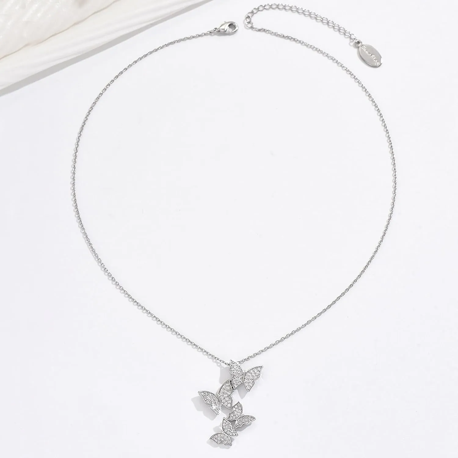 Butterfly Earring Necklace Bracelet Set - 14K Gold Plated Dainty Butterfly Jewelry Set with Cubic Zirconia, Birthday Bar Mitzvah Gifts for Women | Color: Gold/White Gold/Rose Gold