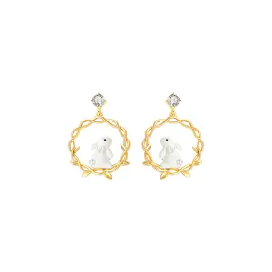 Caged Bunny Gold Earrings