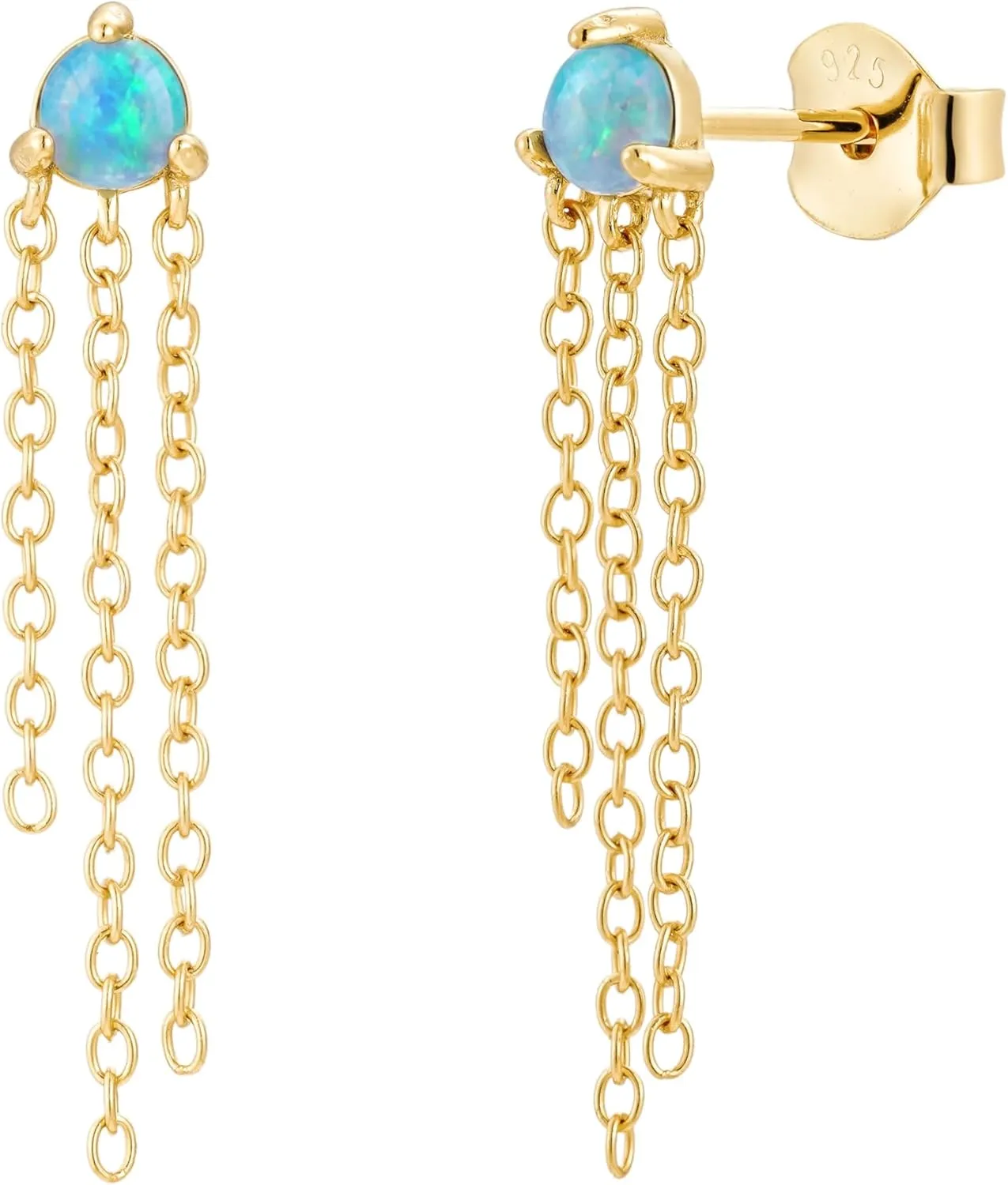 CAITLYNMINIMALIST 18K Gold Plated Sterling Silver Dainty Opal & CZ Diamond Elegant Mini Stud Earrings for Women