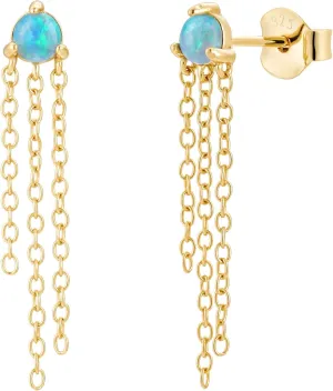 CAITLYNMINIMALIST 18K Gold Plated Sterling Silver Dainty Opal & CZ Diamond Elegant Mini Stud Earrings for Women