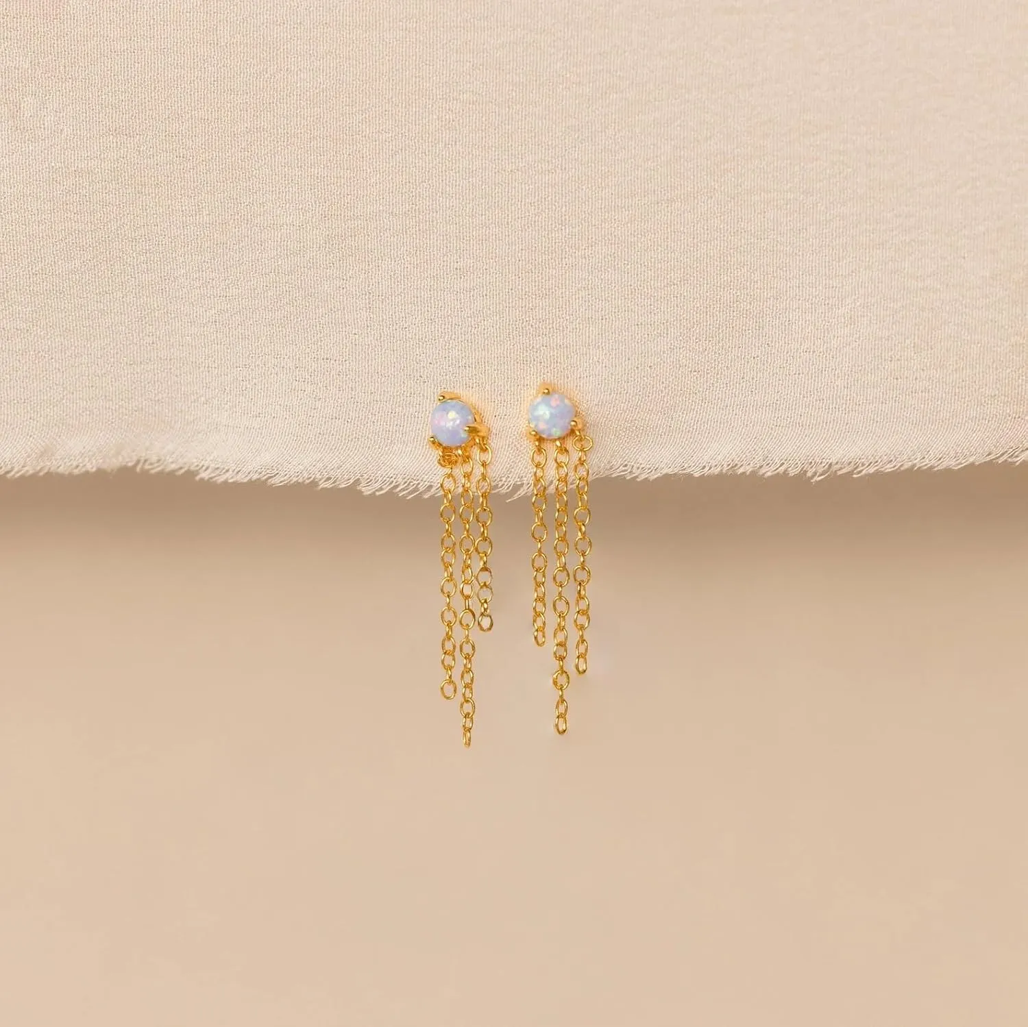 CAITLYNMINIMALIST 18K Gold Plated Sterling Silver Dainty Opal & CZ Diamond Elegant Mini Stud Earrings for Women