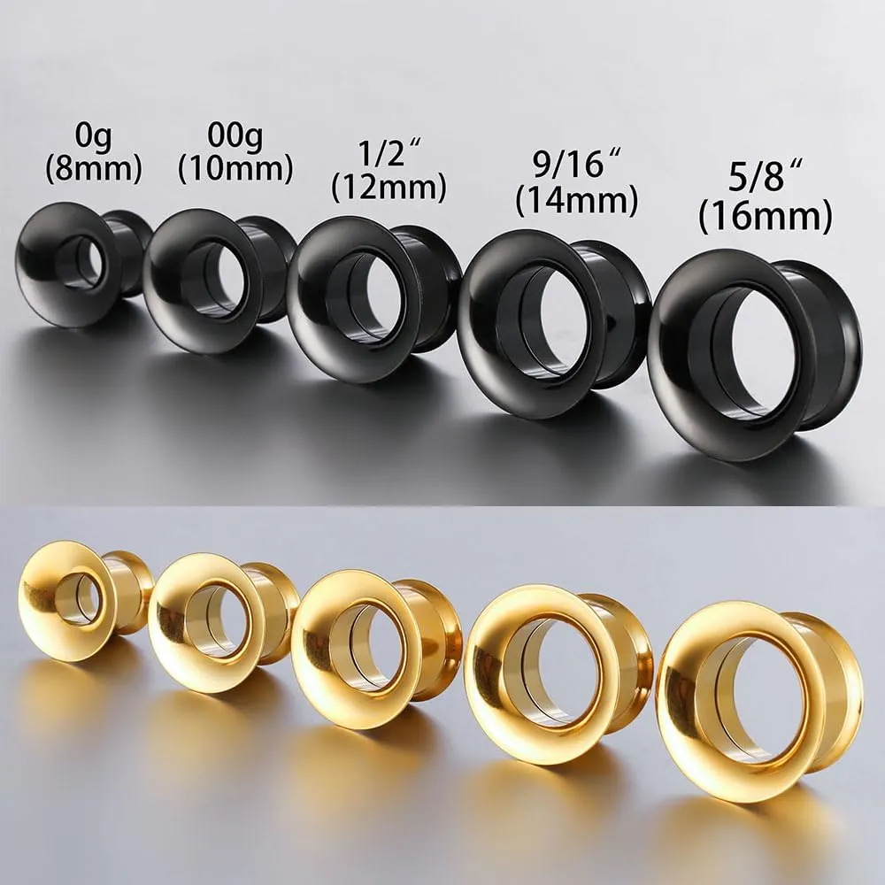 Casvort 4 PCS Hypoallergenic 0G-1" Big Flared Chic Ear Gauges 316 Surgical Stainless Steel Comfortable Screw-fit Ear Tunnels Plugs Body Piercing Jewelry