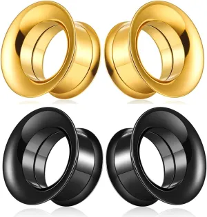 Casvort 4 PCS Hypoallergenic 0G-1" Big Flared Chic Ear Gauges 316 Surgical Stainless Steel Comfortable Screw-fit Ear Tunnels Plugs Body Piercing Jewelry