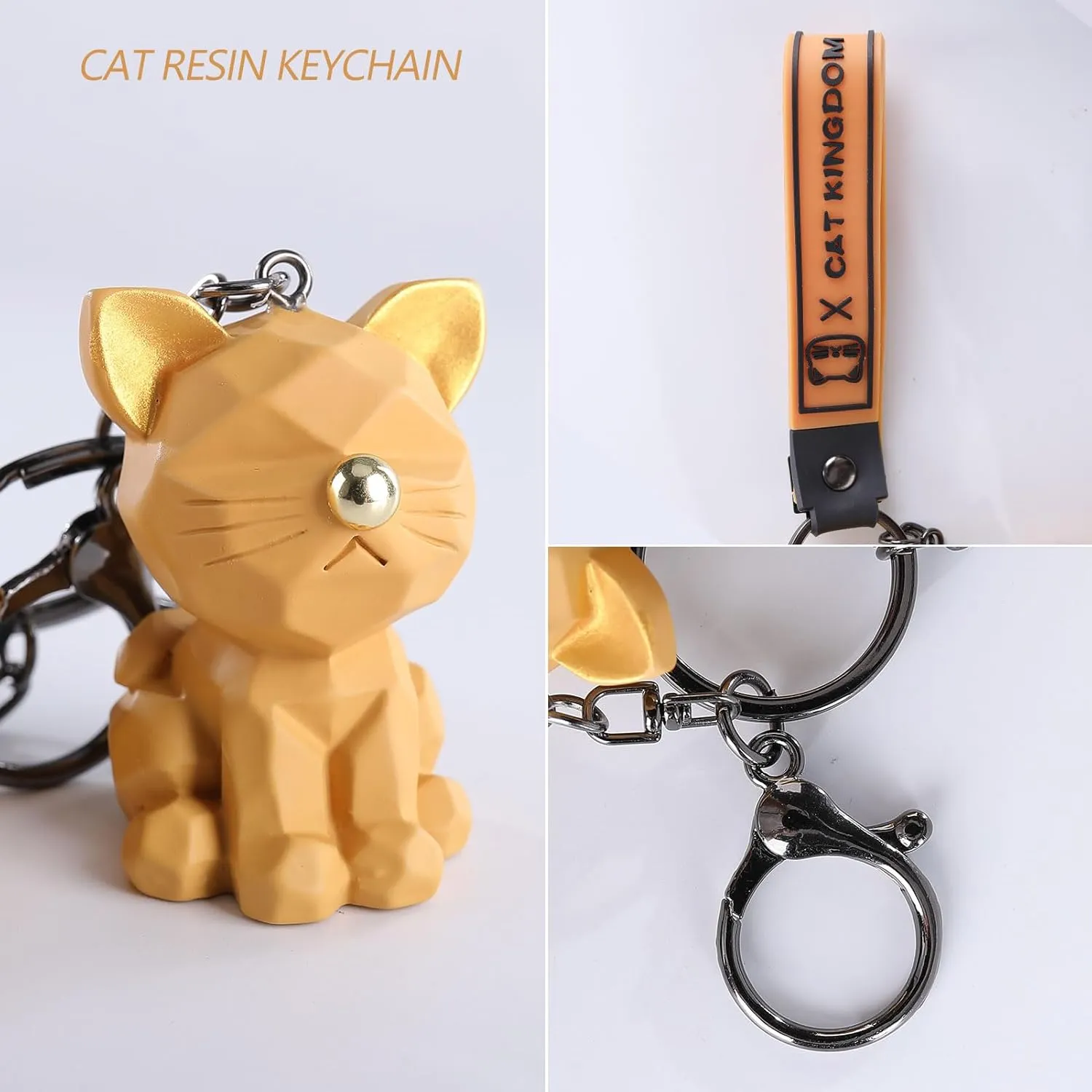 Cat Keychain with Fluffy Pom Pom for Women Purse Handbags - Cute and Stylish Key Ring Bag Charms for Cat Lovers
