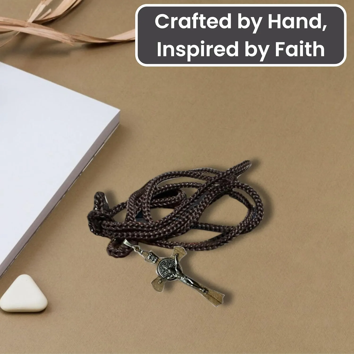 Catholica Shop Saint Benedict Medal Wood Crucifix Cord Necklace for Men & Women  Handcrafted Religious Pendant, Healing, Travel Protection, Perfect for Gifting on Special Occasions, Made in Brazil