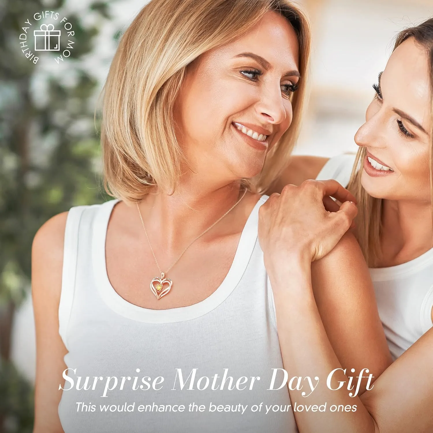 CDE Mothers Day Gifts for Mom, S925 Silver Rose Gold Heart Birthstone Necklaces for WomenIdeal Anniversary or Birthday Jewelry Gifts for Wife Girlfriend Her
