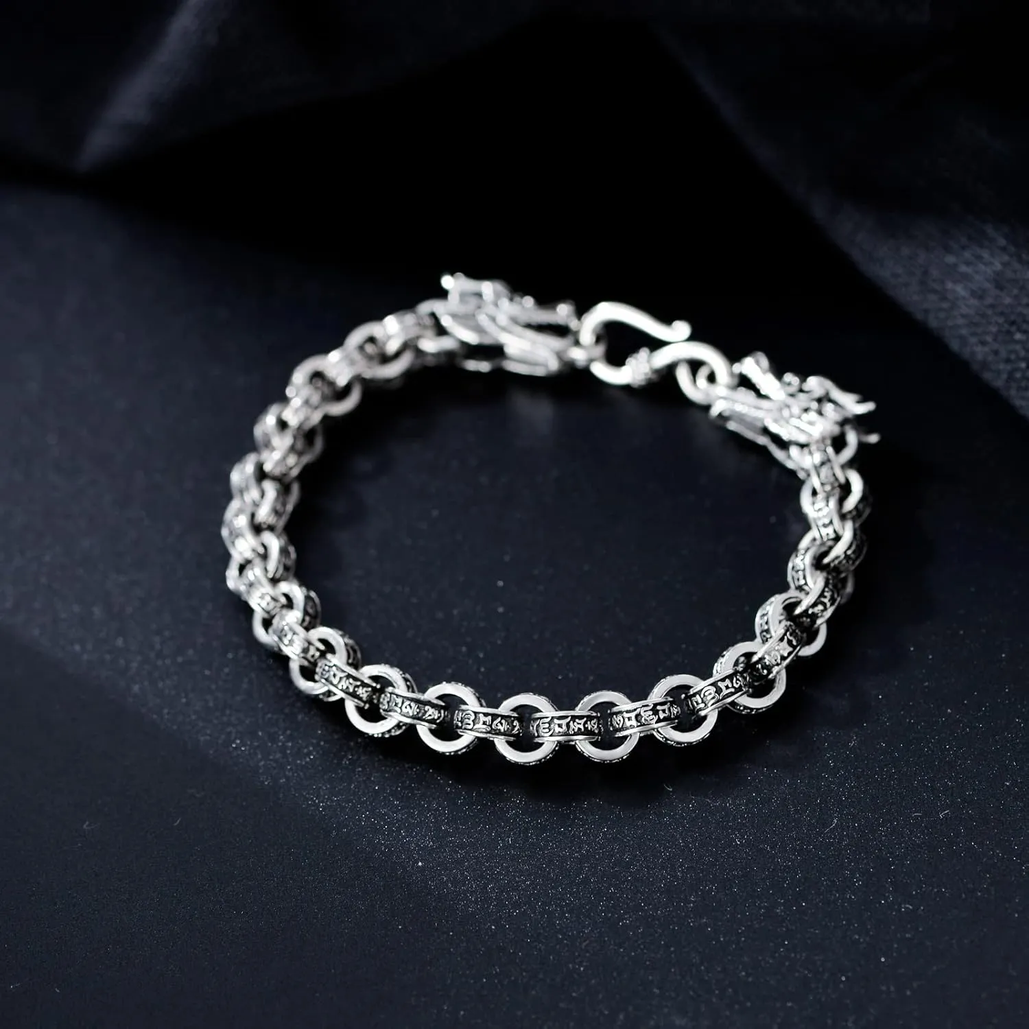 CEKAMA 925 Sterling Silver Bracelet For Men & Boys Delicate Texture Heavy Bracelet 7.5-8 Inches Width 5-7mm