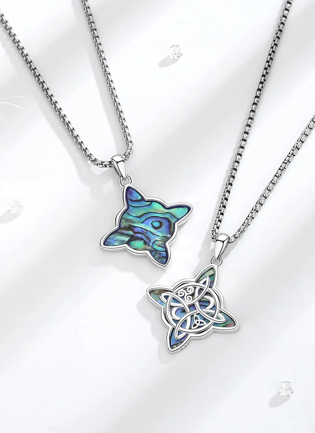 CELESTIA Nudo de Bruja Plata 925 Original Amuletos de Proteccion Witches Knot Necklace - 20 Inch Box Chain