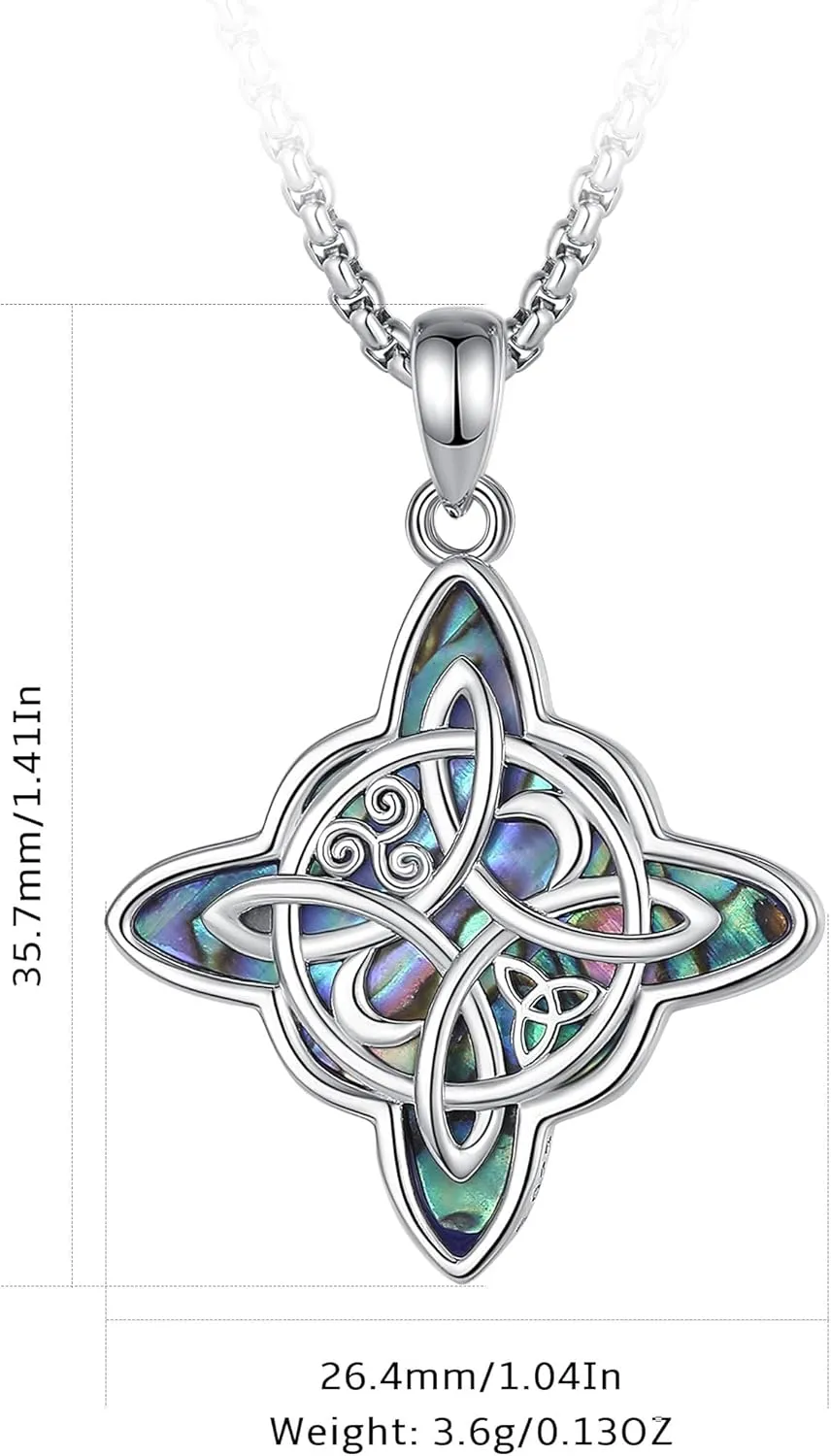 CELESTIA Nudo de Bruja Plata 925 Original Amuletos de Proteccion Witches Knot Necklace - 20 Inch Box Chain