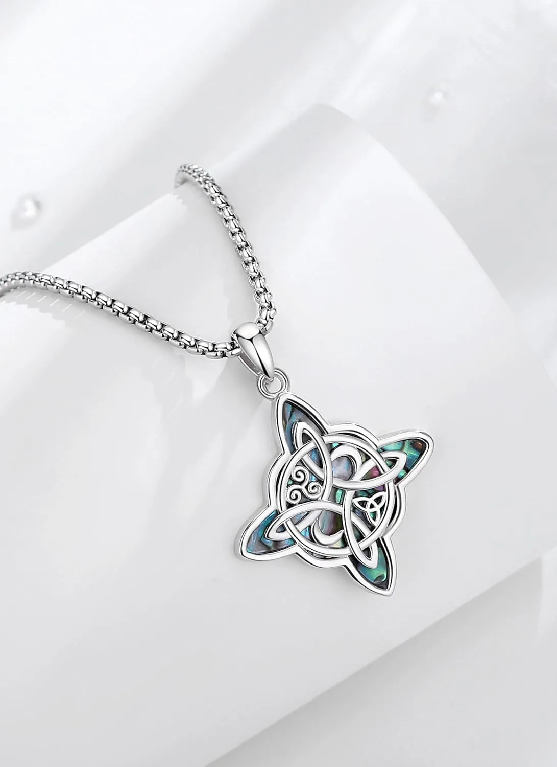 CELESTIA Nudo de Bruja Plata 925 Original Amuletos de Proteccion Witches Knot Necklace - 20 Inch Box Chain