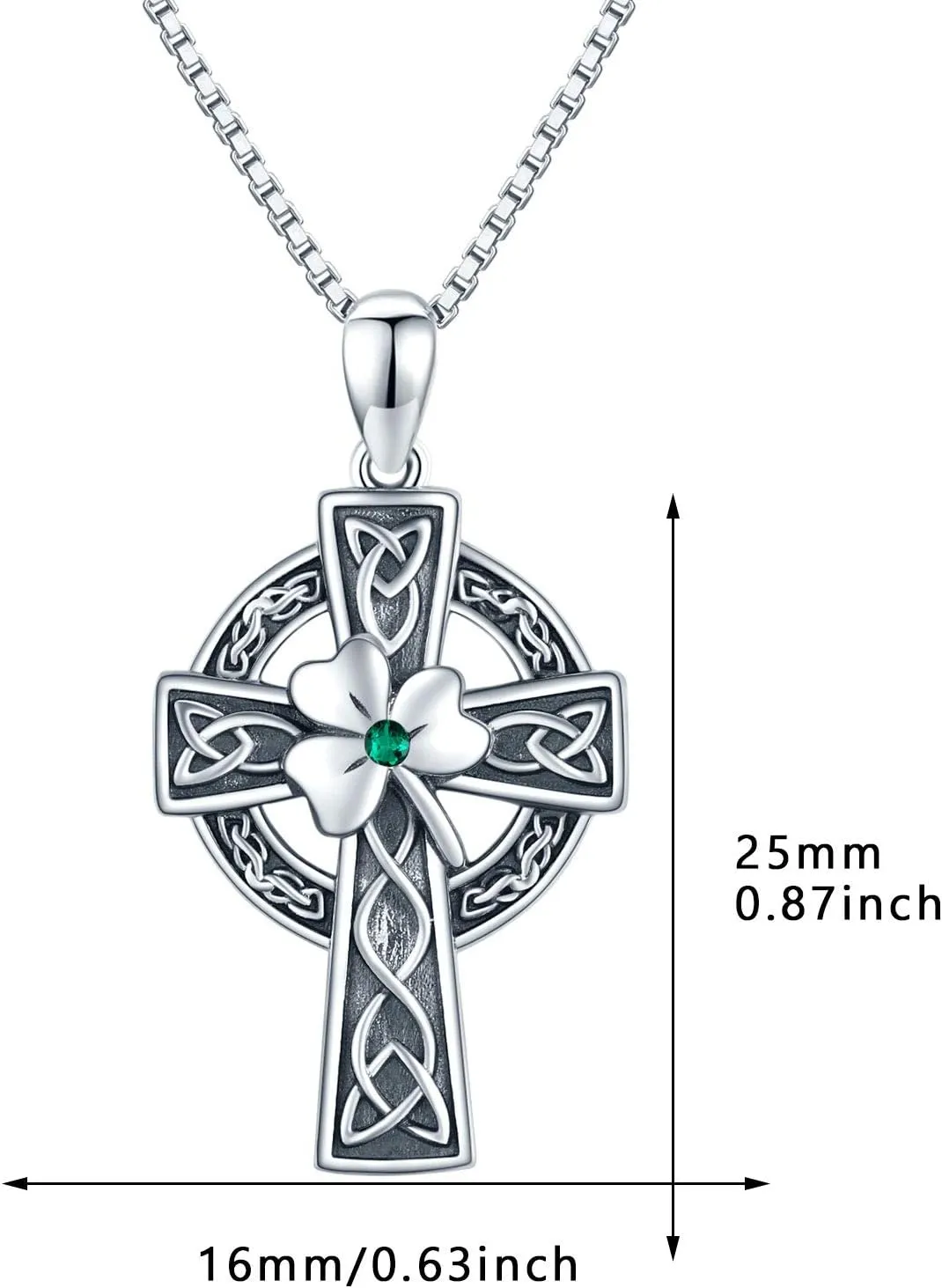 Celtic Cross Necklace for Women, Graduation Gift 925 Sterling Silver Good Luck Clover Necklaces Irish Celtic Knot Cross Vintage Shamrock Celtic Jewelry Gift for Women Girls Teen
