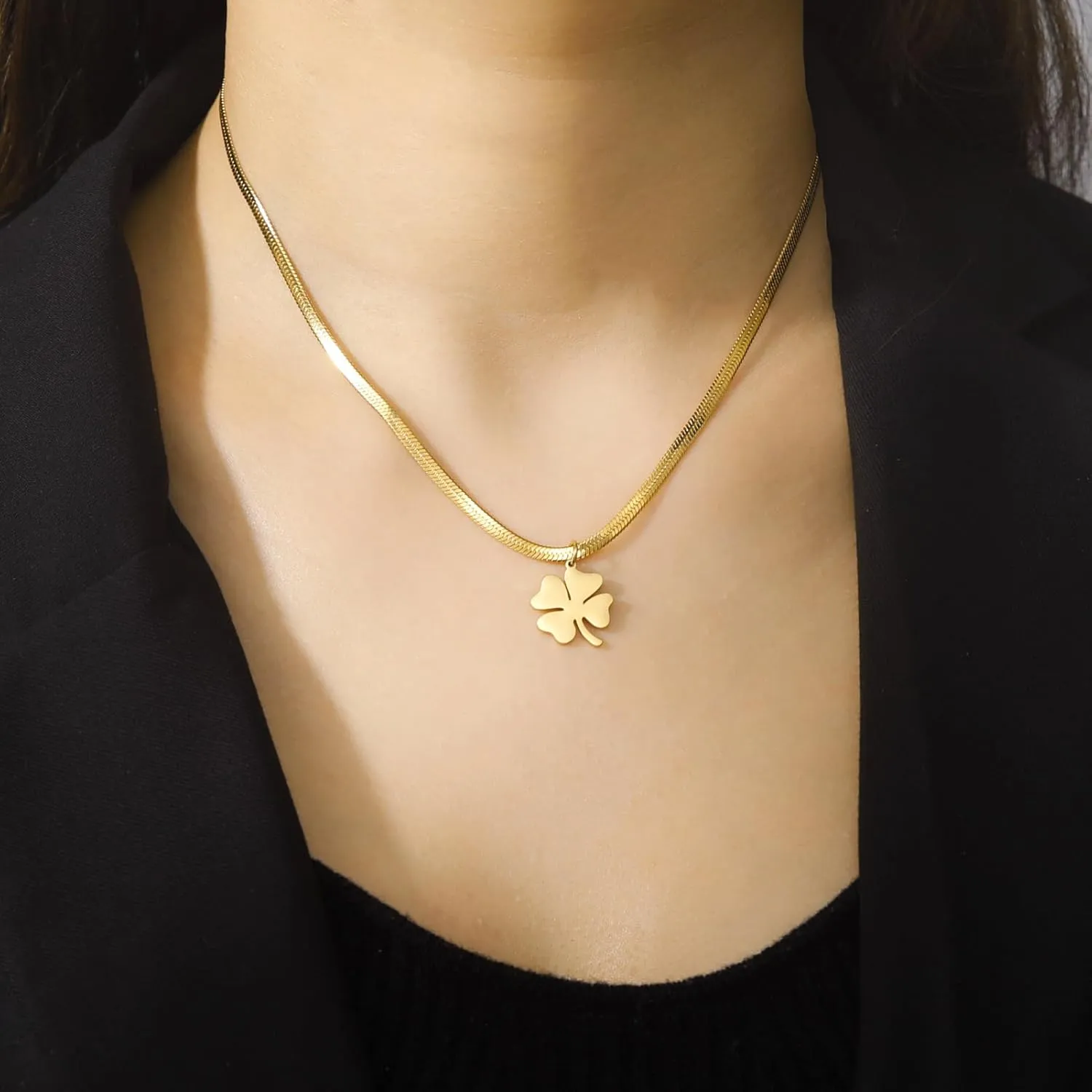 Celtic Good Luck Four Leaf Clover Necklace Irish Shamrock Shape Lucky Charm Pendant Protection Amulet Jewelry For Women Teen