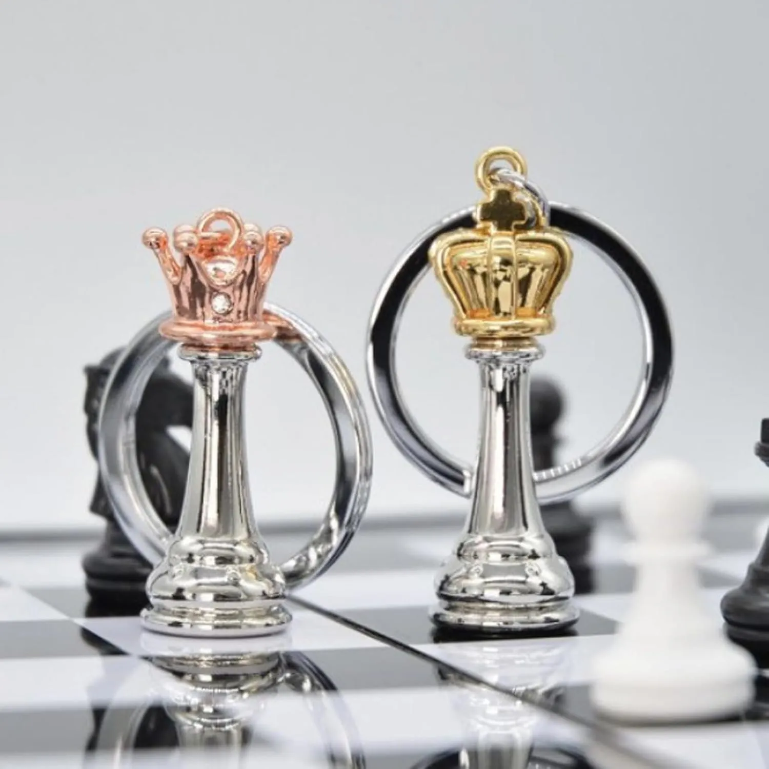 Chess Keychain for Bag Or Key Decoration Queen King Chessman Keyring Accessories Unique for Friend and Family