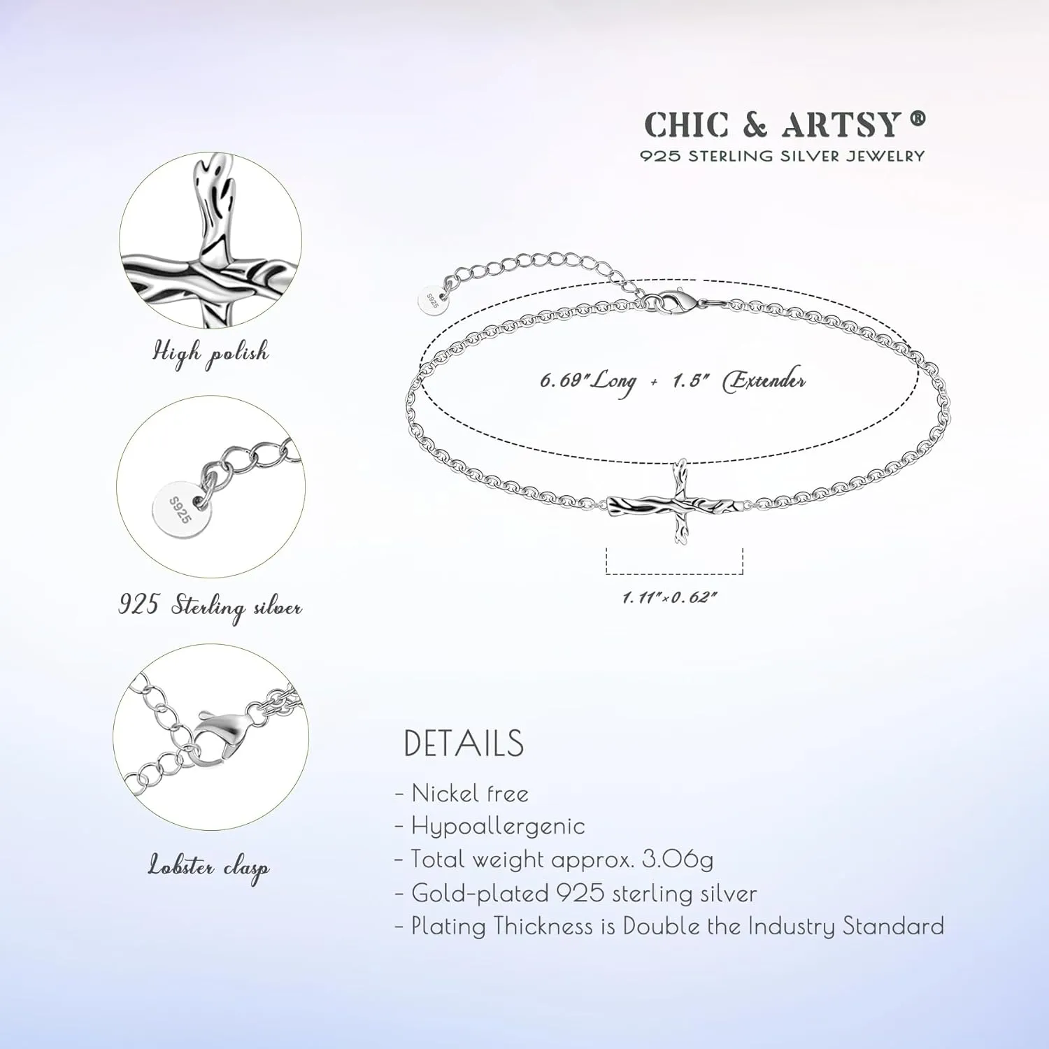 CHIC & ARTSY Opal Bracelet 925 Sterling Silver Synthetic Opal Bracelet Opal Butterfly, Stethoscope, Evil Eye, Cross, Bar, Infinity Bracelet for Women Adjustable Sister Friendship Bracelets Christmas Jewelry