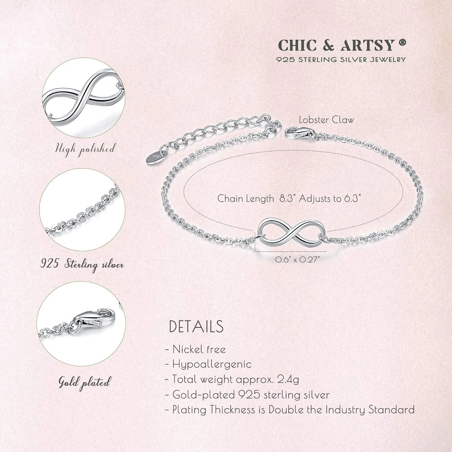 CHIC & ARTSY Opal Bracelet 925 Sterling Silver Synthetic Opal Bracelet Opal Butterfly, Stethoscope, Evil Eye, Cross, Bar, Infinity Bracelet for Women Adjustable Sister Friendship Bracelets Christmas Jewelry
