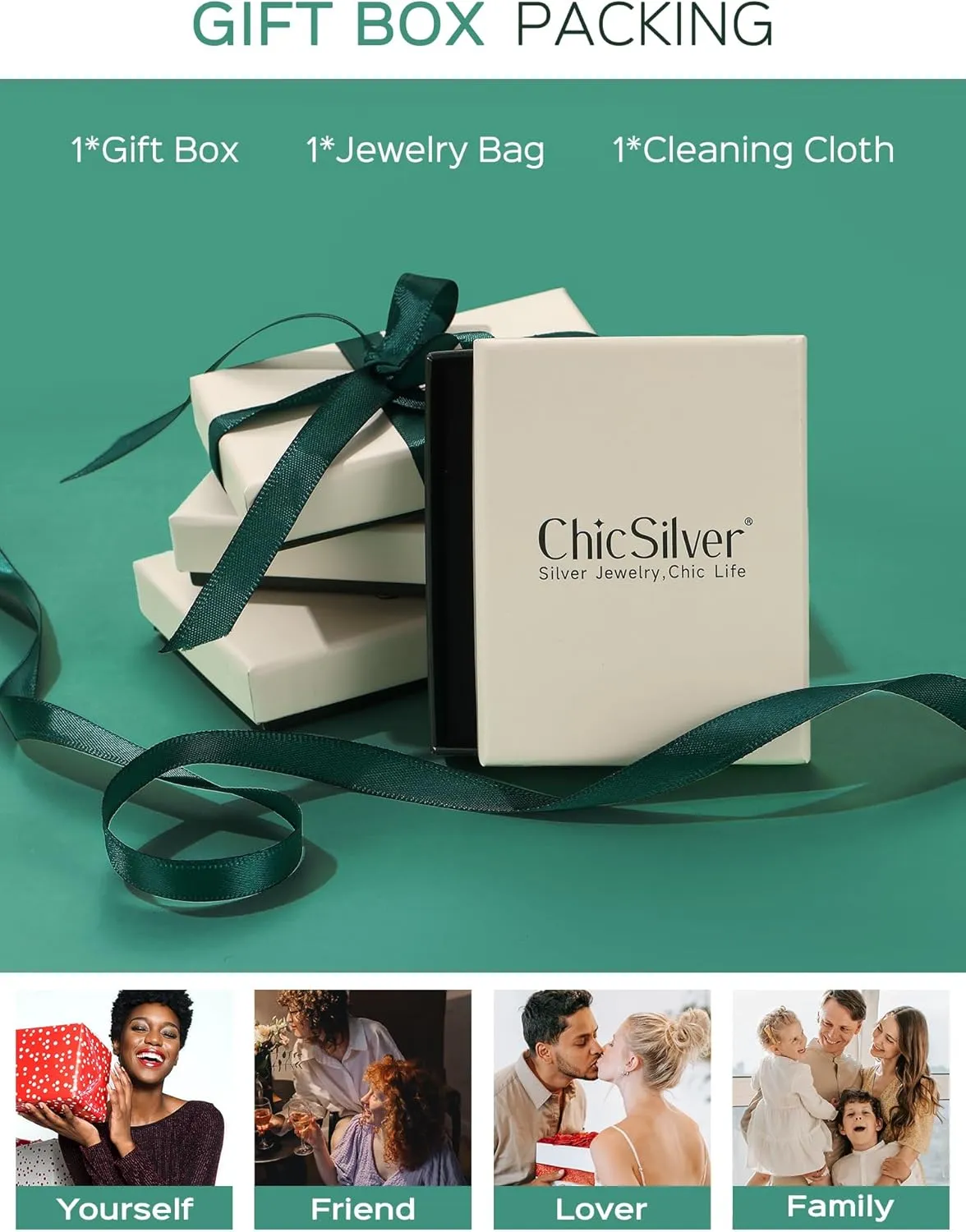 ChicSilver 925 Sterling Silver Necklace Chains Box Chain Necklace for Women Thin 1.3/1.8mm Silver Chain for Necklace - 16/18/20/22/24 Inch (with Gift Box)