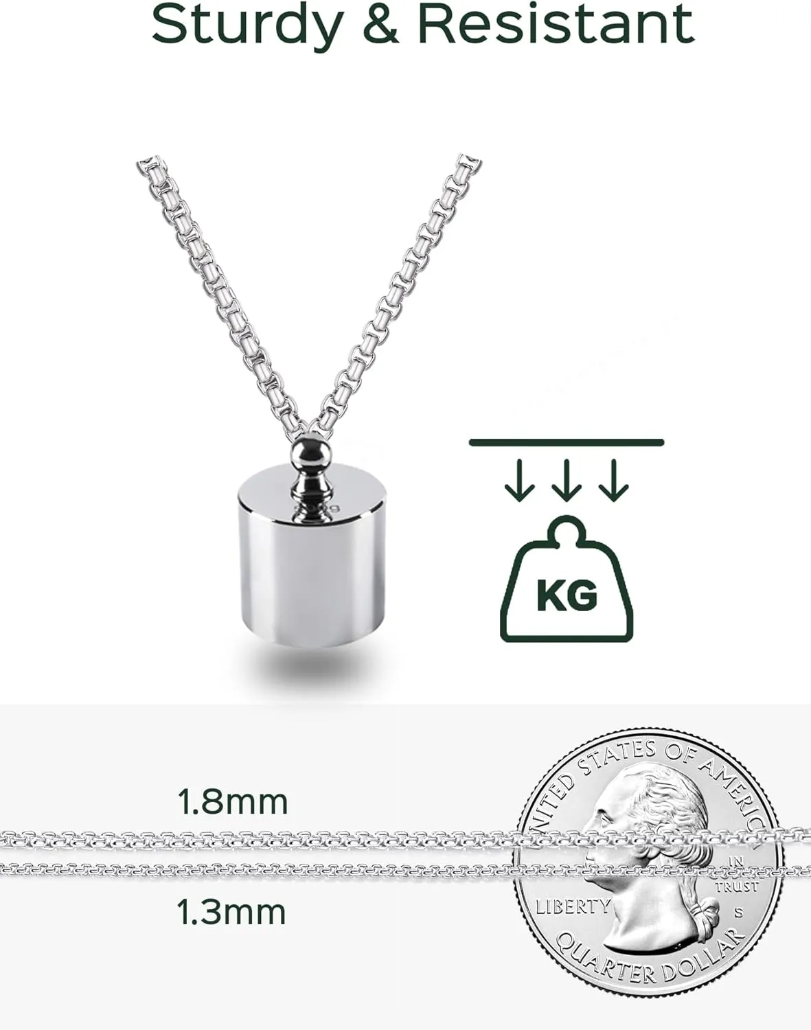 ChicSilver 925 Sterling Silver Necklace Chains Box Chain Necklace for Women Thin 1.3/1.8mm Silver Chain for Necklace - 16/18/20/22/24 Inch (with Gift Box)