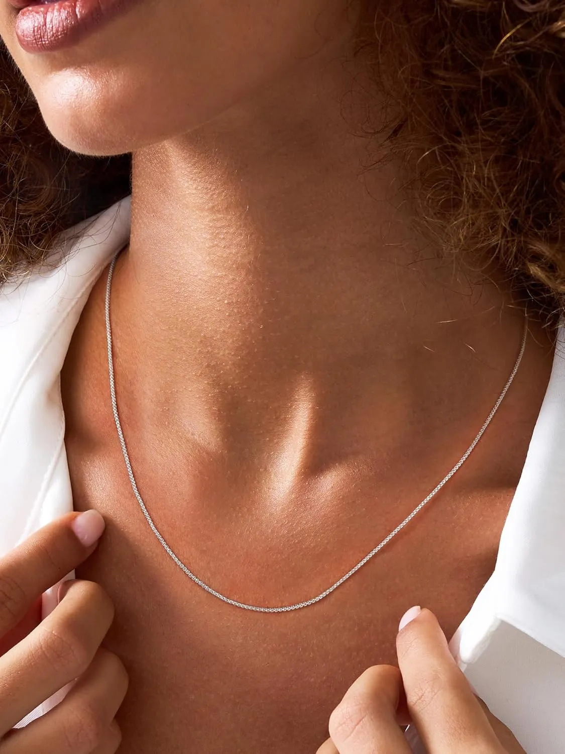 ChicSilver 925 Sterling Silver Necklace Chains Box Chain Necklace for Women Thin 1.3/1.8mm Silver Chain for Necklace - 16/18/20/22/24 Inch (with Gift Box)