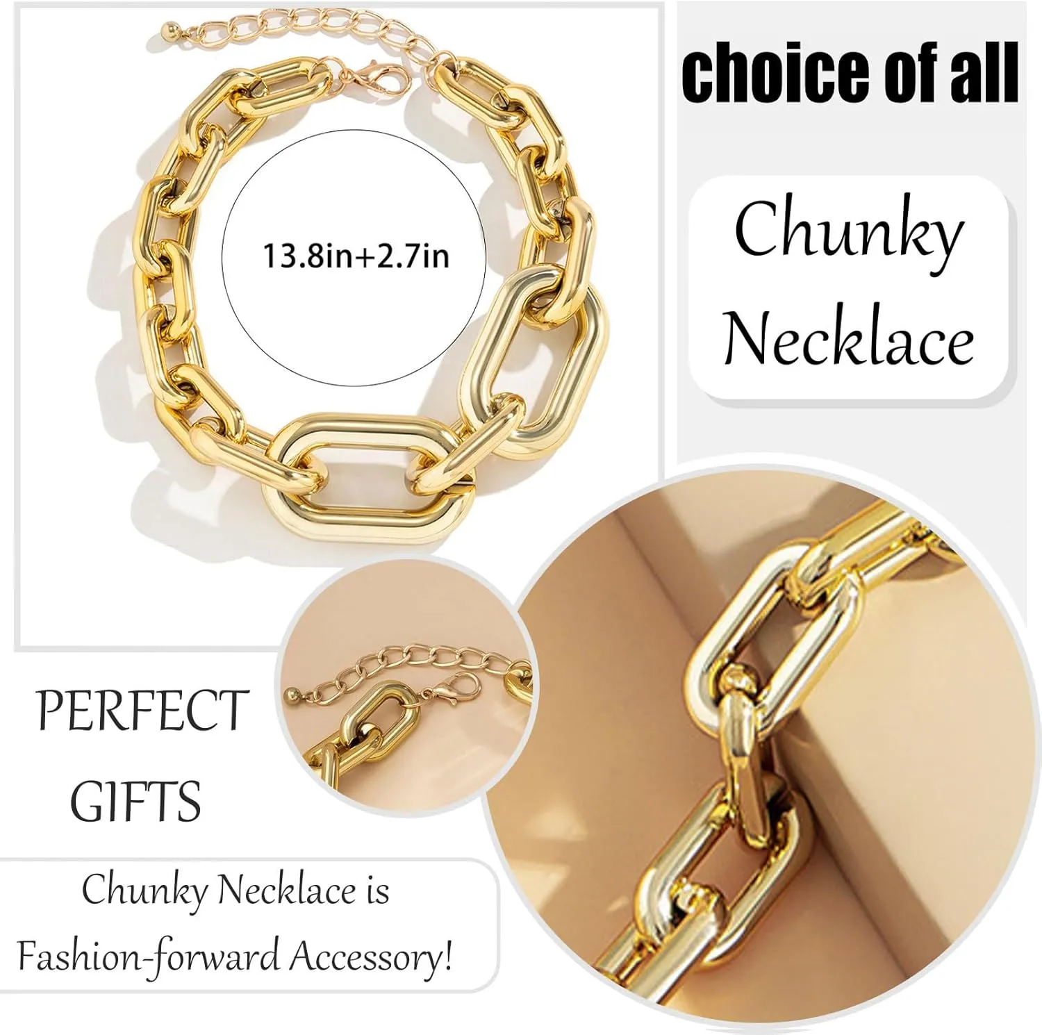 choice of all Chunky Gold Necklace Choker Necklace for Women Statement Necklace Gold Chain Necklace Layered Stack Necklace Christmas Gifts Stocking Stuffers