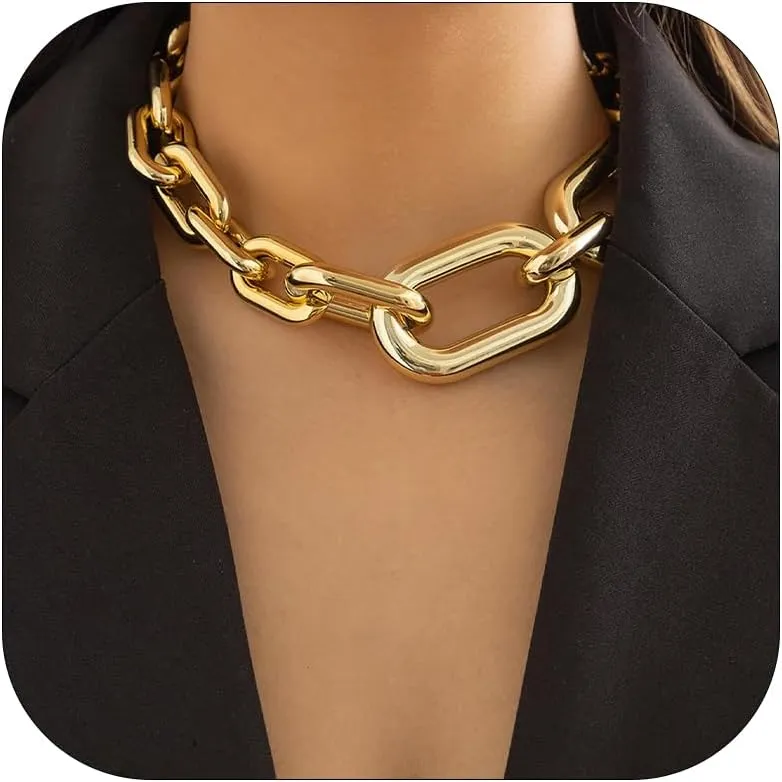 choice of all Chunky Gold Necklace Choker Necklace for Women Statement Necklace Gold Chain Necklace Layered Stack Necklace Christmas Gifts Stocking Stuffers