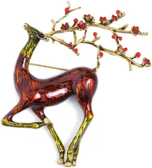 Christmas Deer Enamel Brooch Reindeer Sika Cute Beautiful Animal Pin Winter Jewelry Pins for Women Men