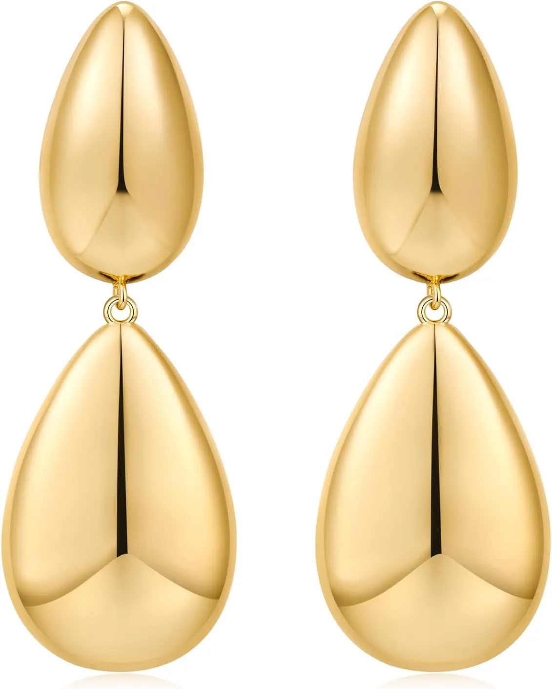 Chunky Gold Earrings for Women - Hammered Gold Plated Dangle Drop Jewelry Gifts