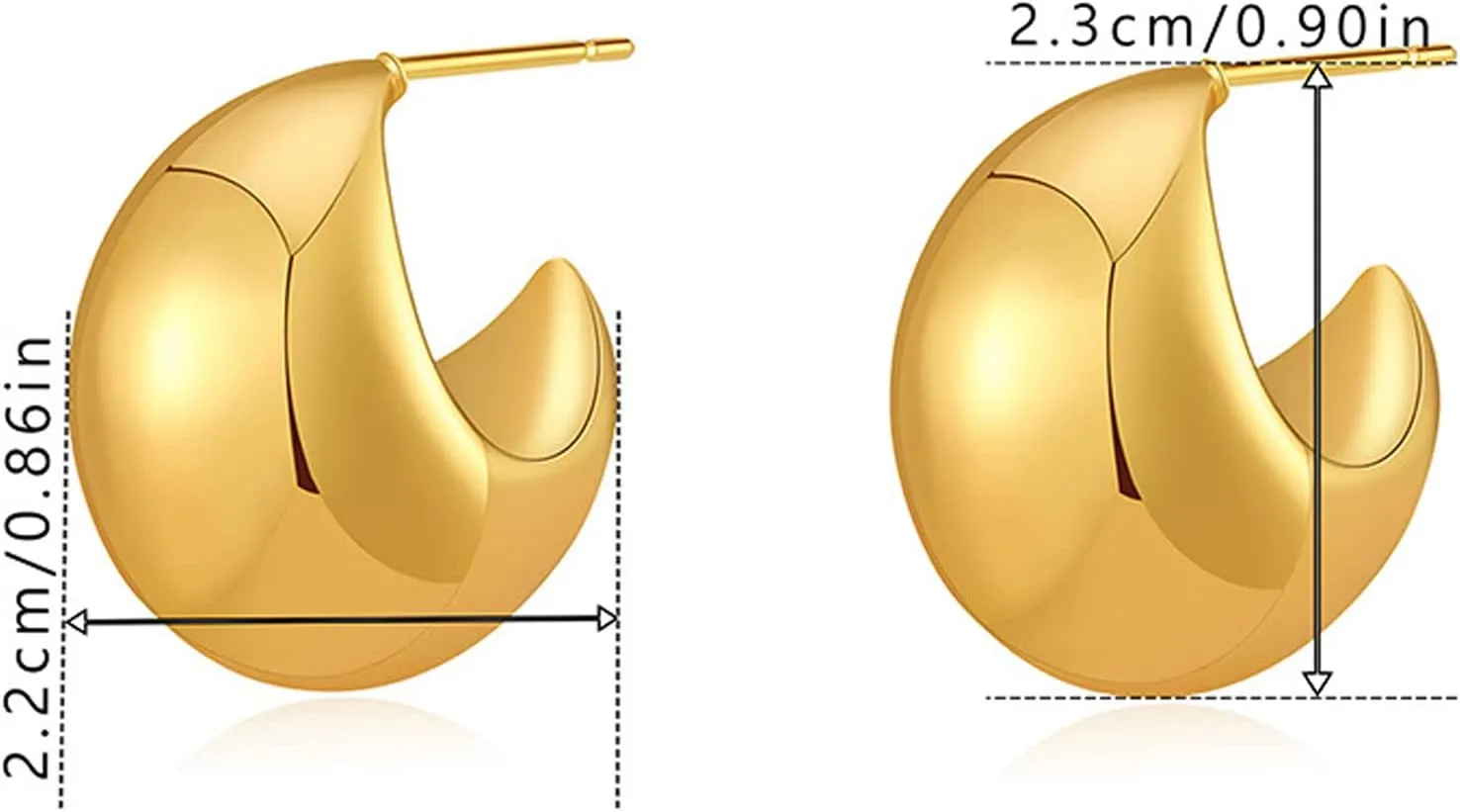 Chunky Gold Hoop Earrings for Women,Waterdrop Hoops Earrings Simple Delicate Lightweight Earrings Hypoallergenic Gold Plated Earrings Fashion Jewelry