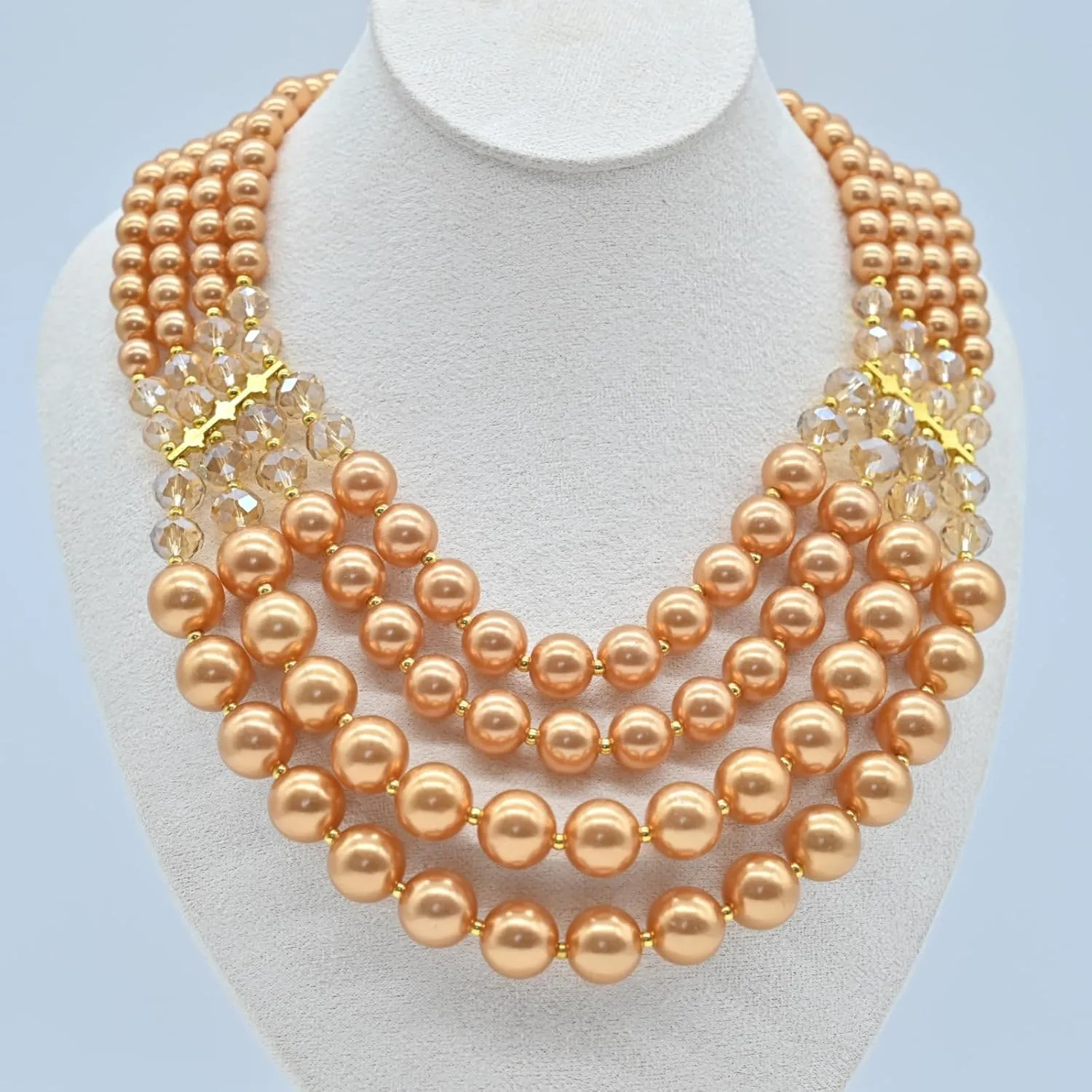 Chunky Pearl necklace for Women Trendy Imitation Pearl Necklace for Women and Men Multi Strand Colorful Plated Beaded Necklace Set