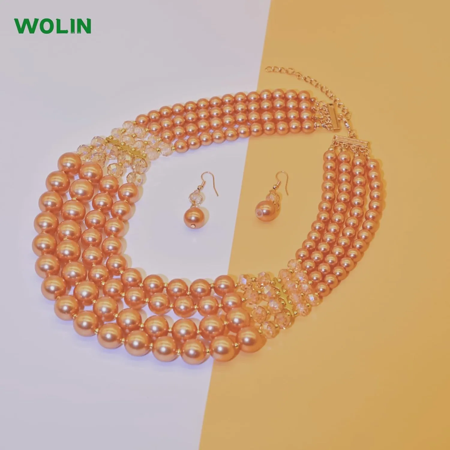Chunky Pearl necklace for Women Trendy Imitation Pearl Necklace for Women and Men Multi Strand Colorful Plated Beaded Necklace Set