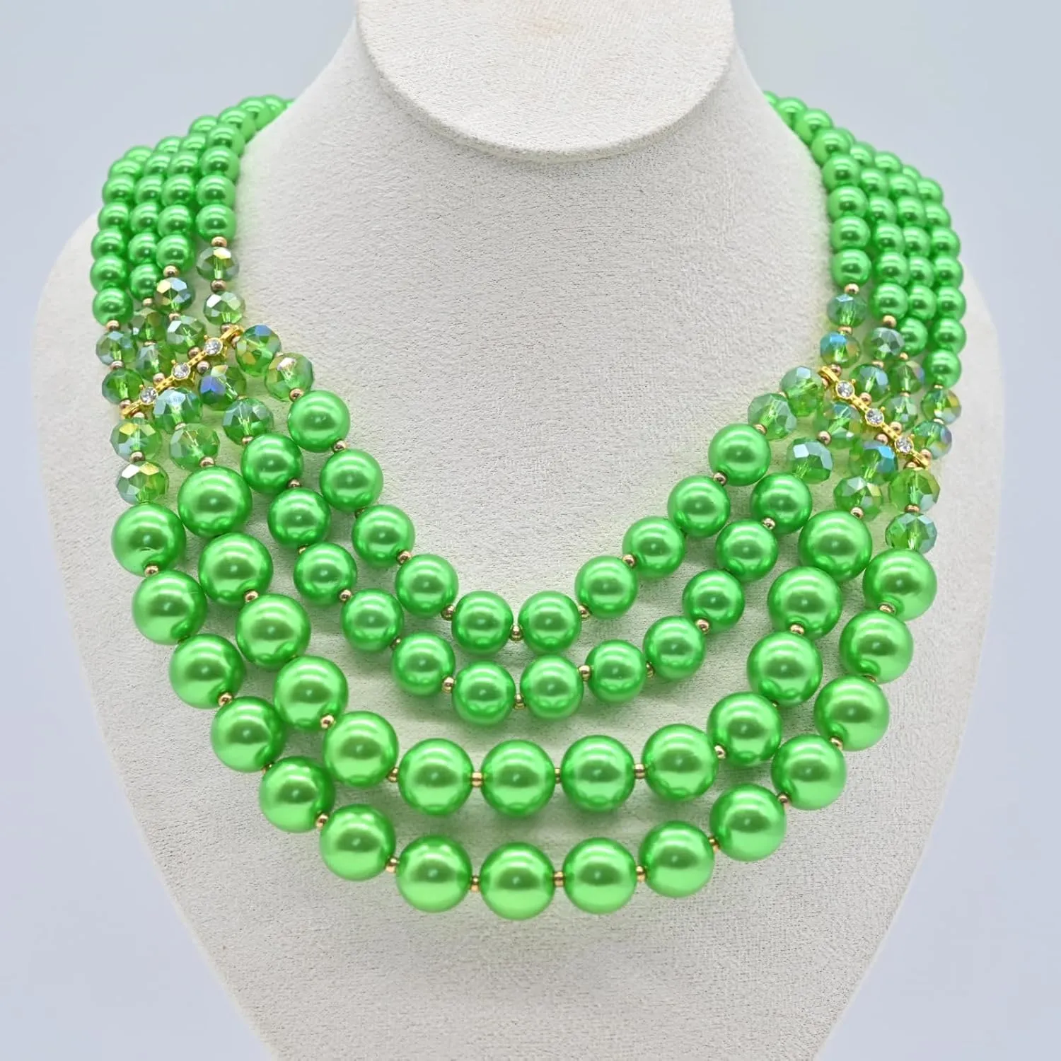 Chunky Pearl necklace for Women Trendy Imitation Pearl Necklace for Women and Men Multi Strand Colorful Plated Beaded Necklace Set
