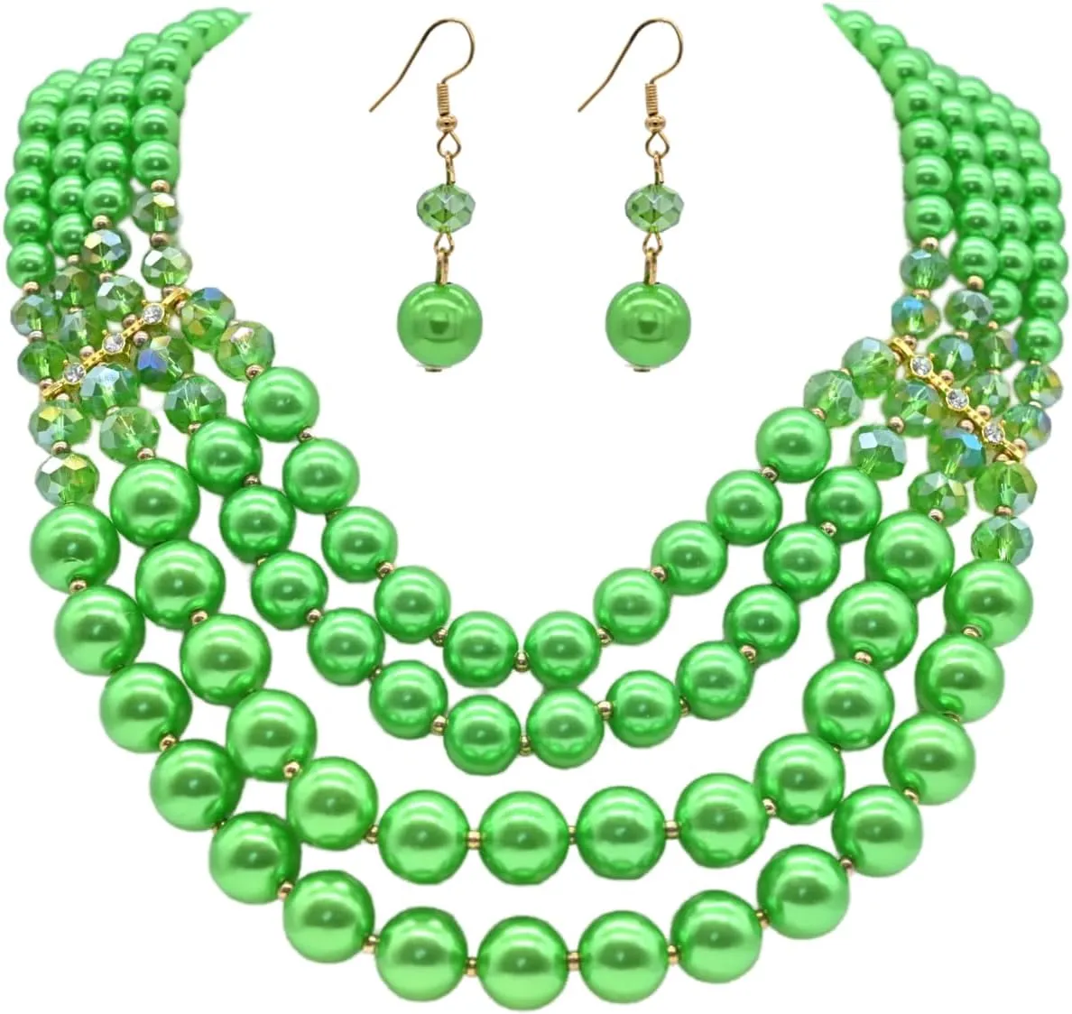 Chunky Pearl necklace for Women Trendy Imitation Pearl Necklace for Women and Men Multi Strand Colorful Plated Beaded Necklace Set