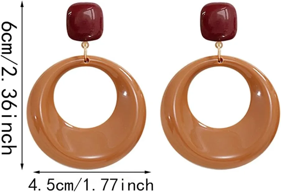 CHUNYANAN Boho Elegant Retro Simple Acrylic White Geometric Square Hollow Earrings for Women White Minimalist Statement Hypoallergenic Drop Earrings
