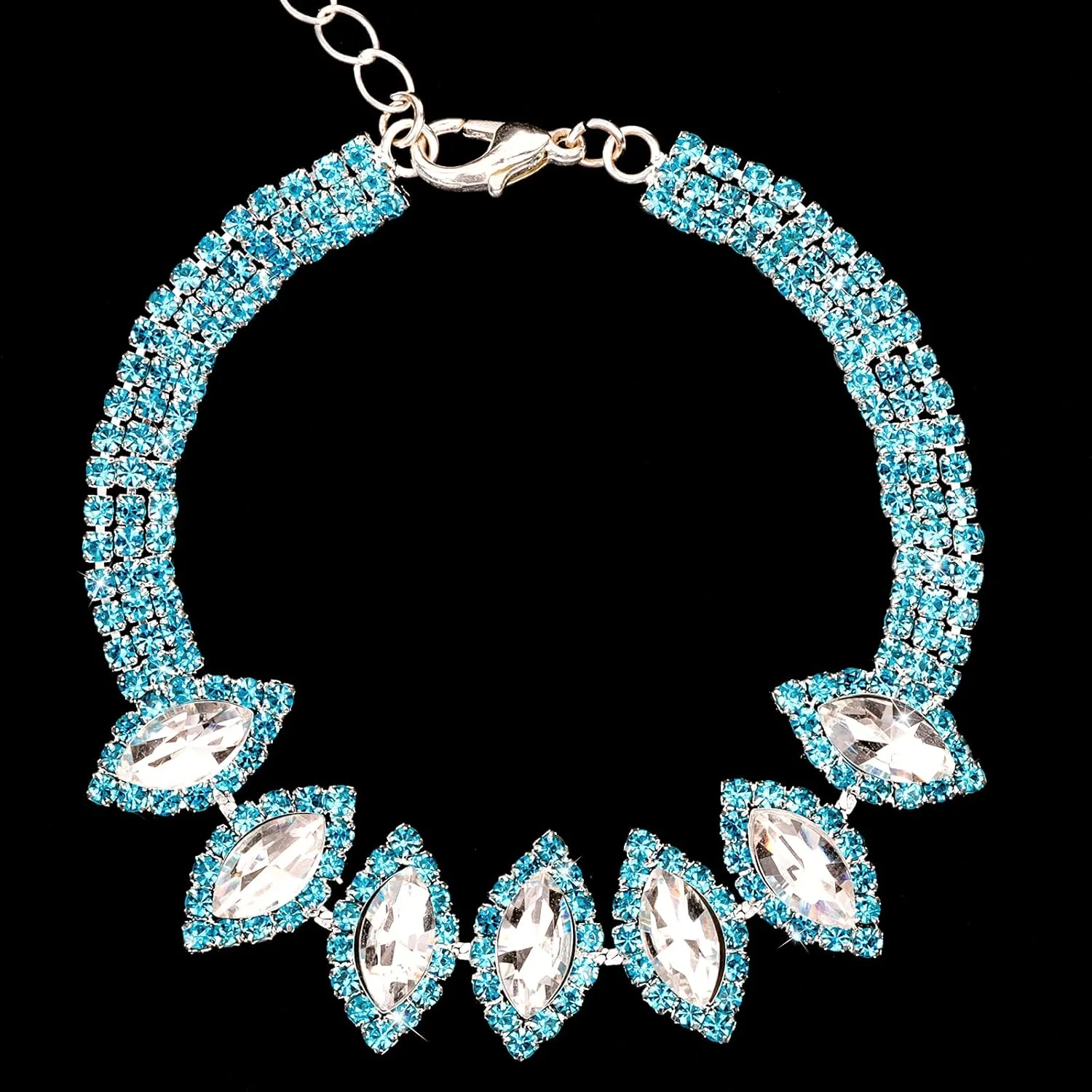 CIEHER 4/5 Pieces Women Jewelry Set - Rhinestone Crown   Drop Necklace   Elegant Bangle Bracelet   Crystal Teardrop Dangle Earrings for Bridal Wedding Party