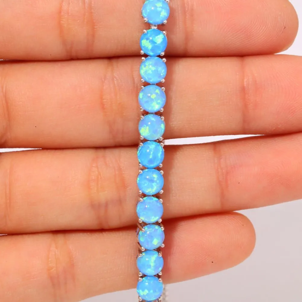CiNily Adjustable Silver Plated Opal Tennis Bracelet for Women Girls - Fashion Jewelry Gift | Opal Bracelets in Sterling Silver,Rose Gold and Yellow Gold Plating