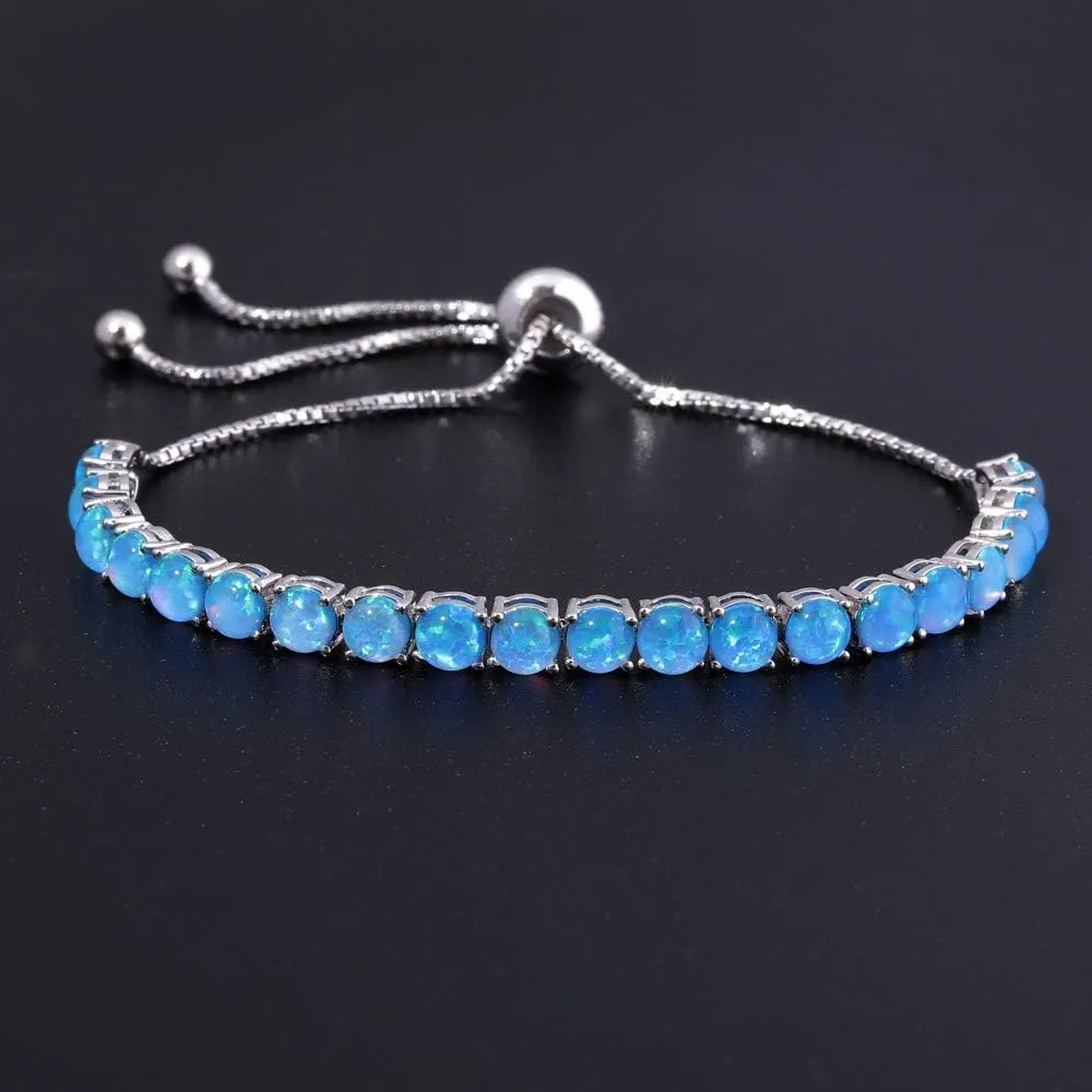CiNily Adjustable Silver Plated Opal Tennis Bracelet for Women Girls - Fashion Jewelry Gift | Opal Bracelets in Sterling Silver,Rose Gold and Yellow Gold Plating
