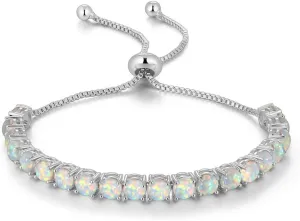 CiNily Adjustable Silver Plated Opal Tennis Bracelet for Women Girls - Fashion Jewelry Gift | Opal Bracelets in Sterling Silver,Rose Gold and Yellow Gold Plating